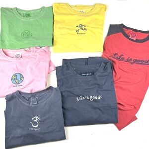 Lot 6 Vintage Y2K Life Is Good Tee T-Shirt Womens Large Various Designs Outdoors